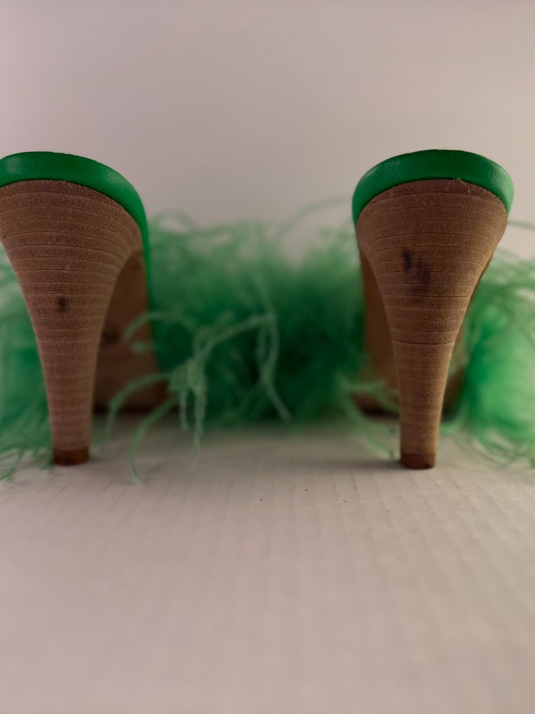 Brother Vellies Green Feather Mules — image 7 of 8